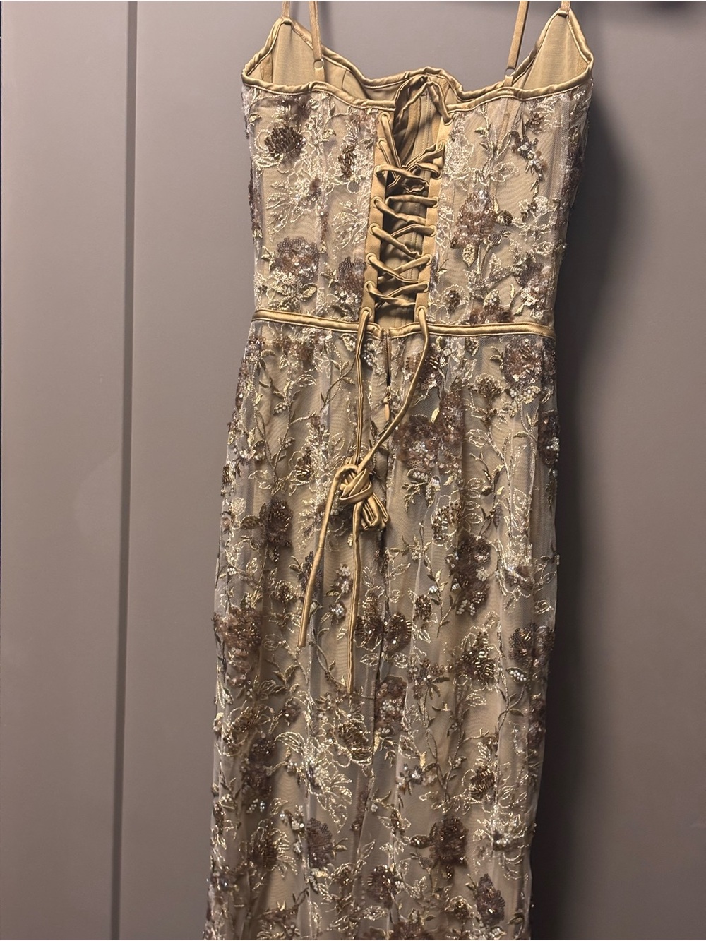 House of CB Naima olive bronze hand beaded Embellished corset Maxi dress - Picture 6 of 6